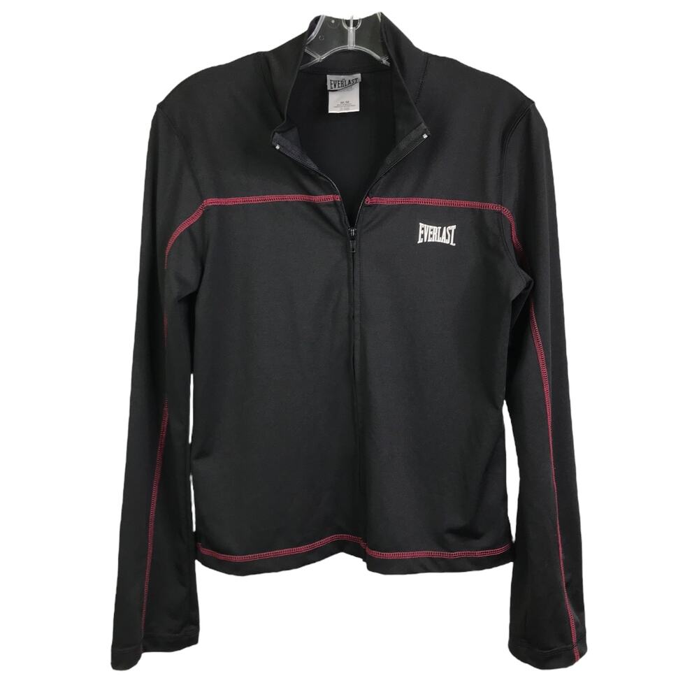 Everlast Track Suit Pants & Jacket Women Sz M Black Red Trim Stretch Active Wear